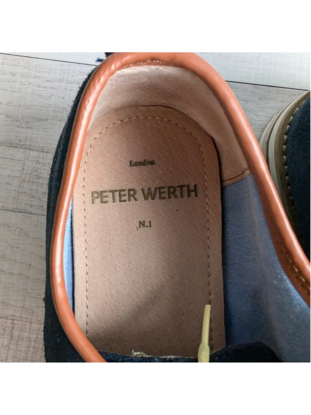 PETER WERTH Retro Mod Navy White Suede Derby Shoes Size EU44/US 10